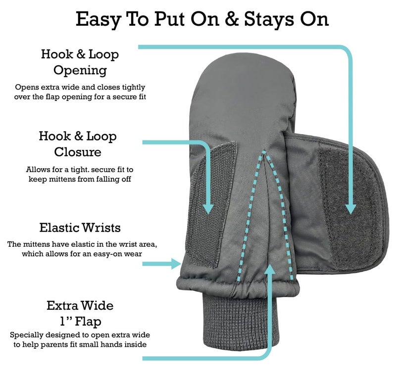 N'Ice Caps Kids Waterproof Snow Mittens Cold Weather Thinsulate Insulated (Navy Black, 4-5 Years) - Image 2